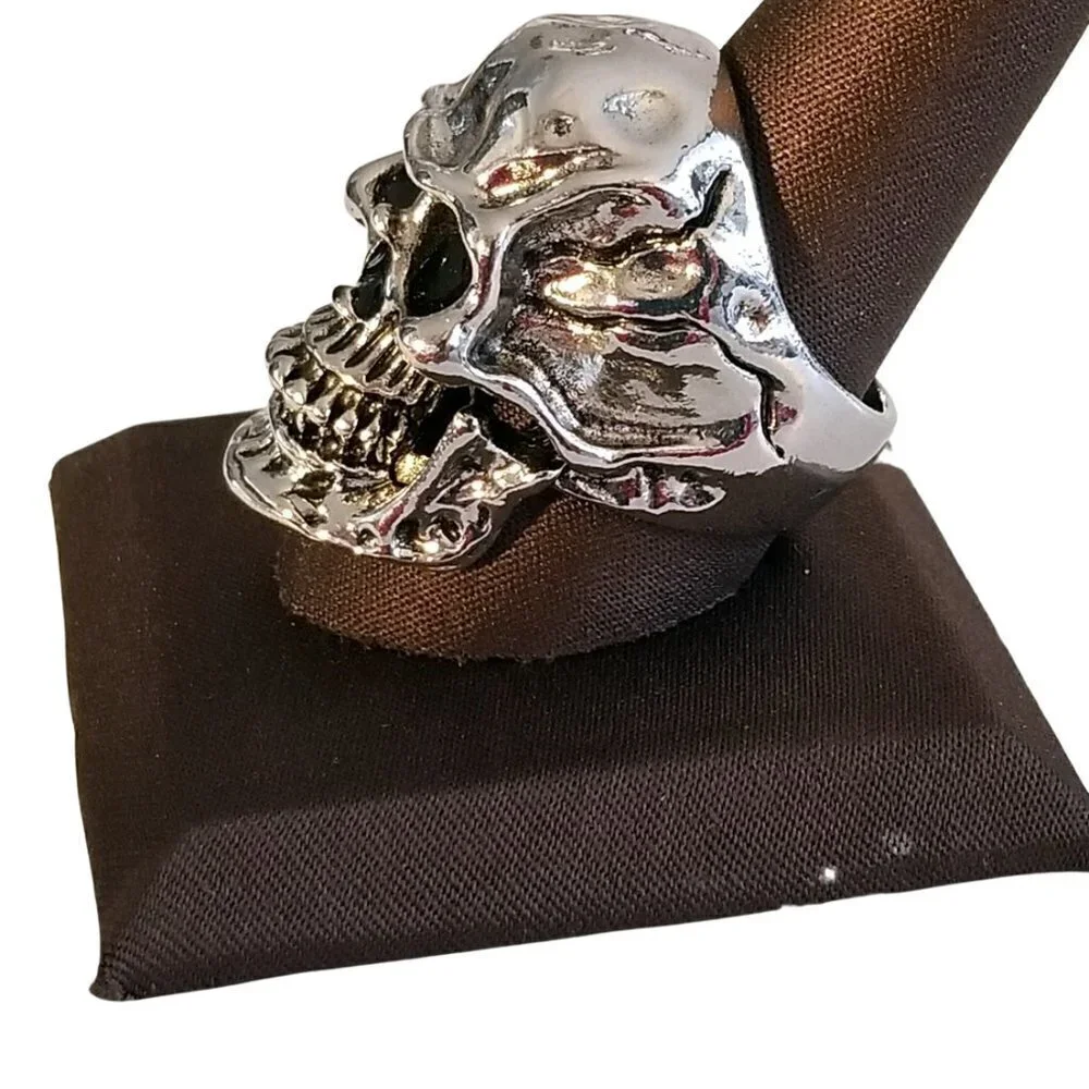 Mens Punk Metal Gothic Skull Ring Size 9.5